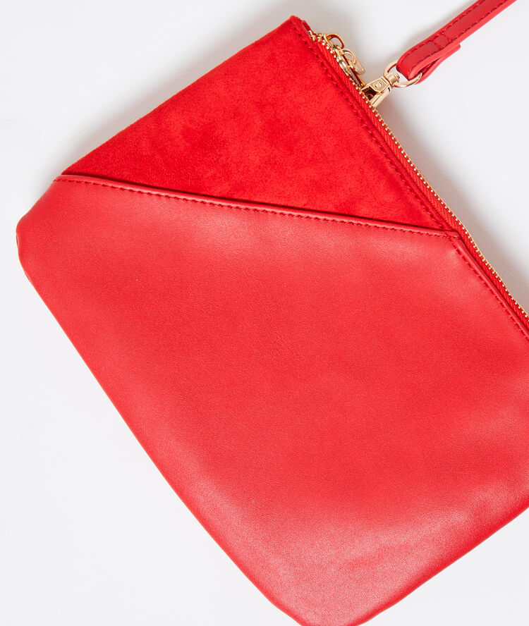 Sac pochette bi-matière carmin.