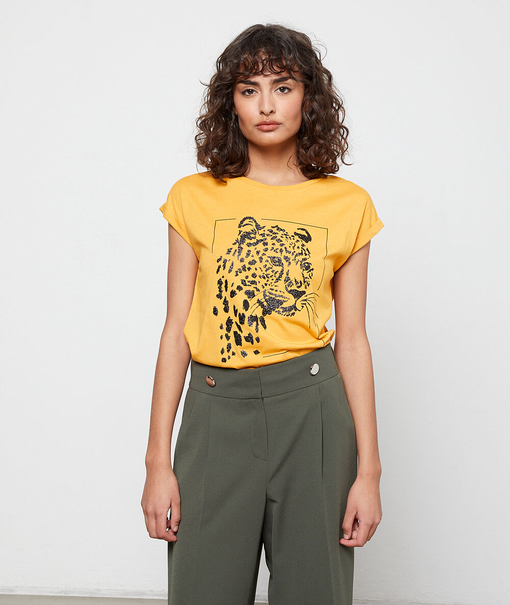 Pantalon flare kaki.