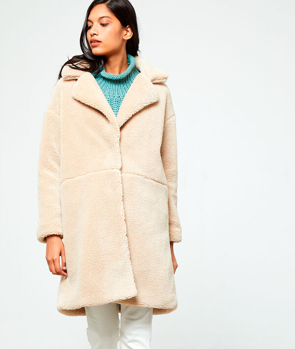 Manteau long effet peau lainée Manteau long effet peau lainée