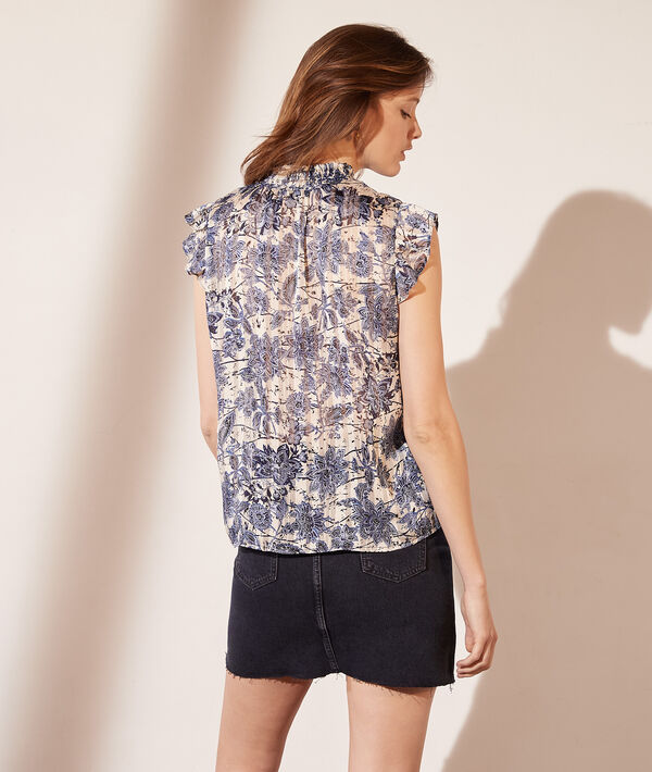 Blouse imprimé fleuri à fils métallisés Blouse imprimé fleuri à fils métallisés