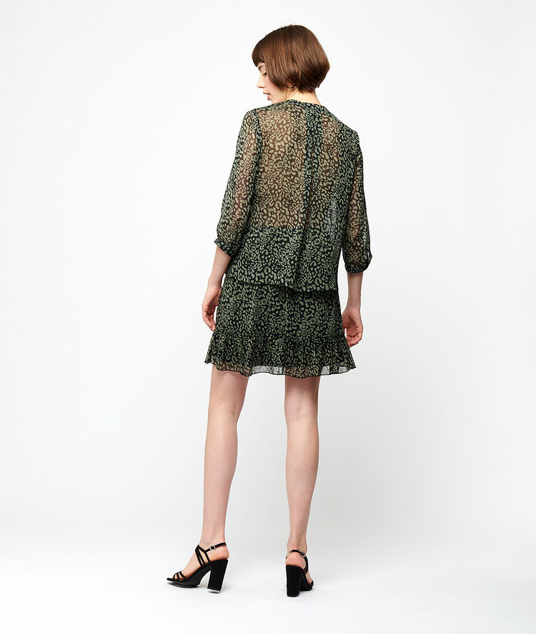 Blouse transparente imprimée noir.