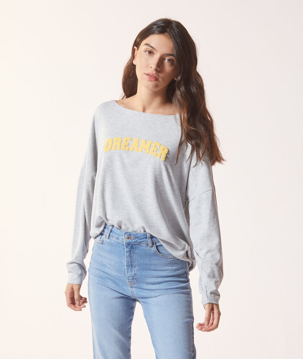 Sweat "dreamer" gris chine clair.
