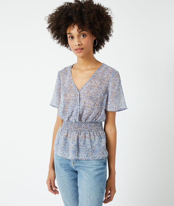 Blouse smockée imprimé fleuri Blouse smockée imprimé fleuri