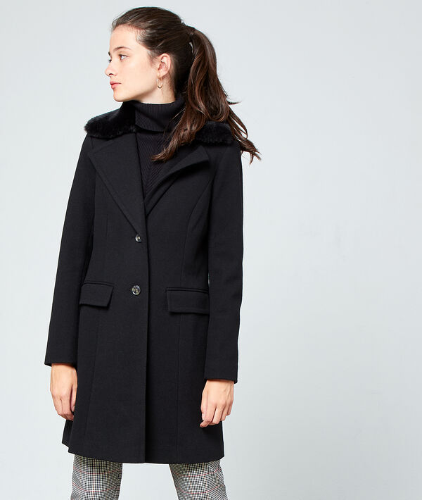 Manteau masculin col fausse fourrure - LEON - 34 - Noir - Femme - Etam
