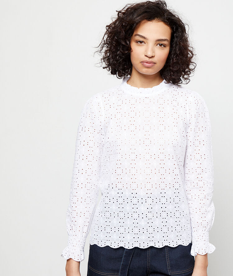 Top en guipure blanc.