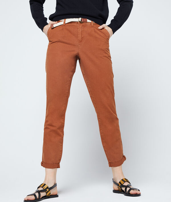 Pantalon court ceinturé en coton bio savane.