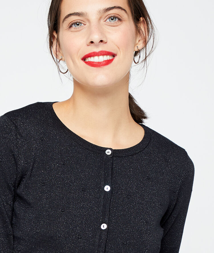 Cardigan à fils métallisés noir.
