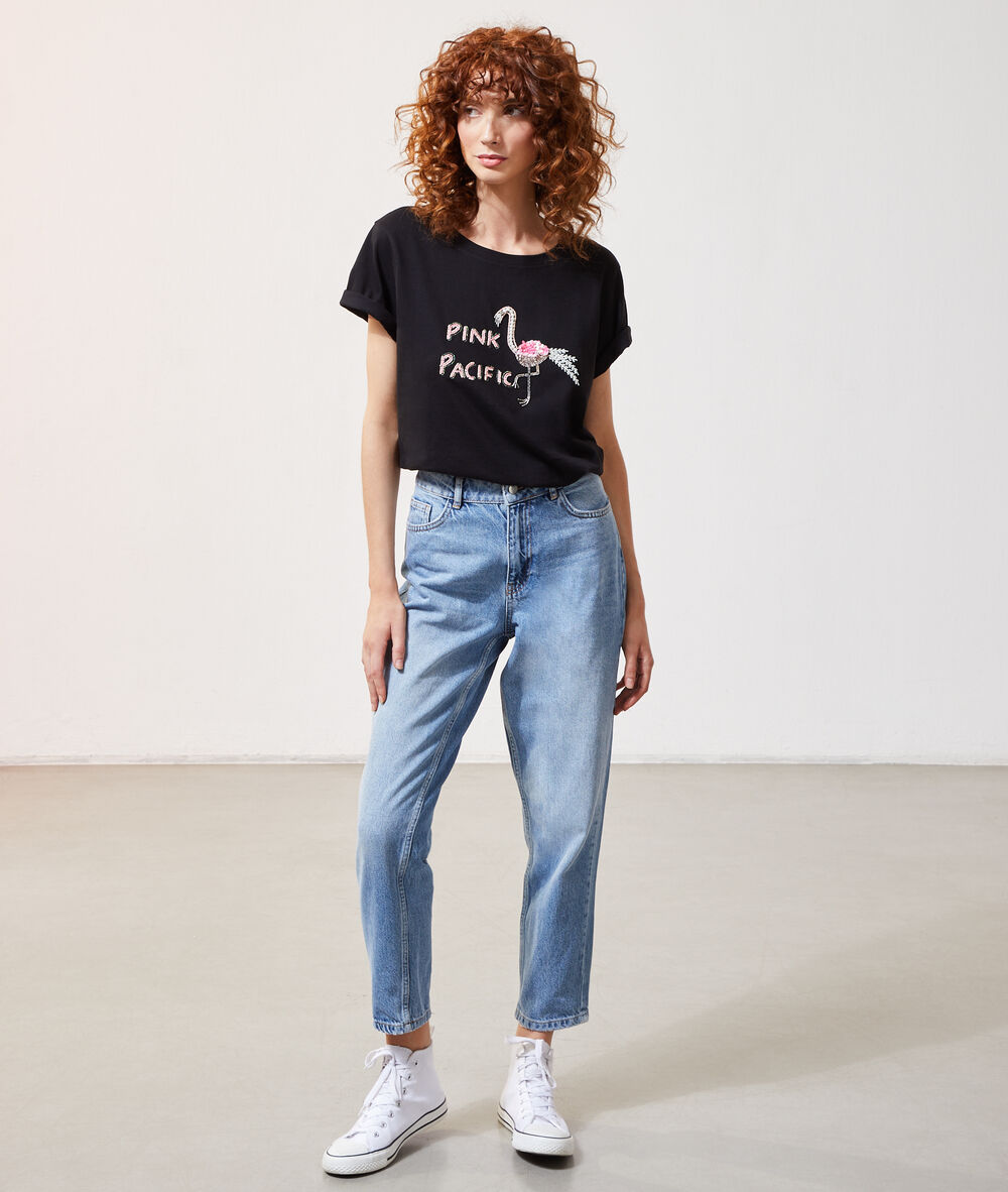 T-shirt "pink pacific" noir.