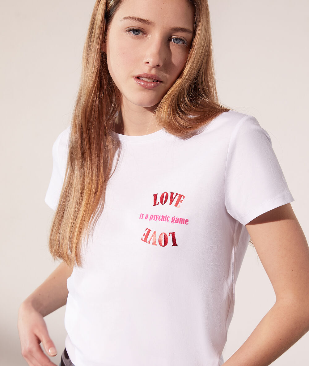 T-shirt "love is a psychic game" blanc.