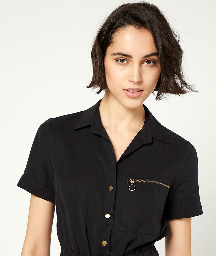 Combishort nouée à la taille avec poche noir.