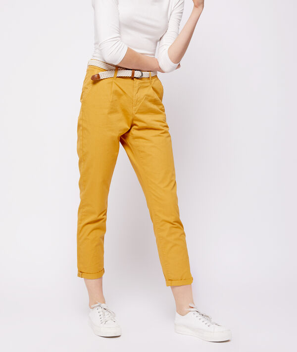 Pantalon court ceinturé en coton bio Pantalon court ceinturé en coton bio