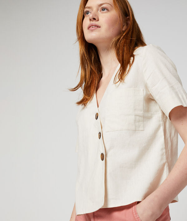Blouse courte boutonnage asymétrique Blouse courte boutonnage asymétrique