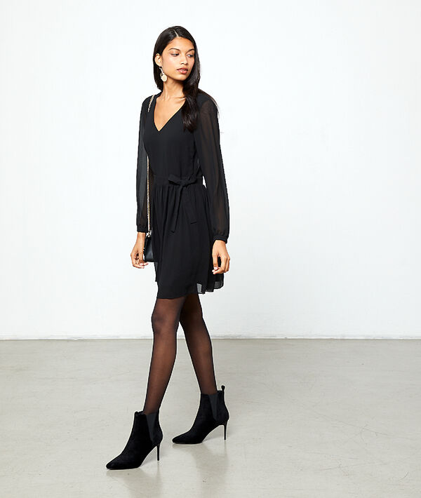 Sac besace brillant noir.