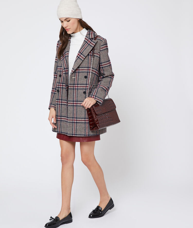 Manteau à motifs prince de galles marine.