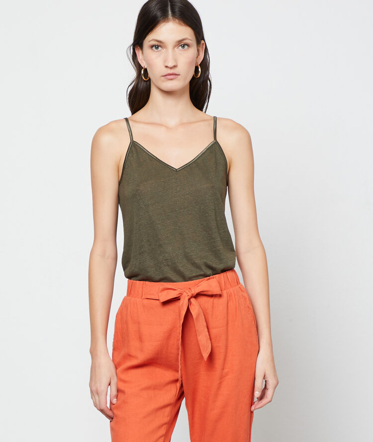 Pantalon carotte à nouer tomette.