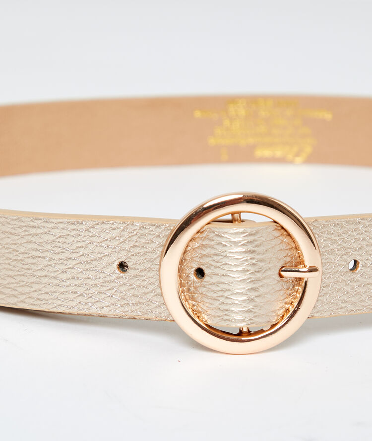 Ceinture boucle ronde dore.