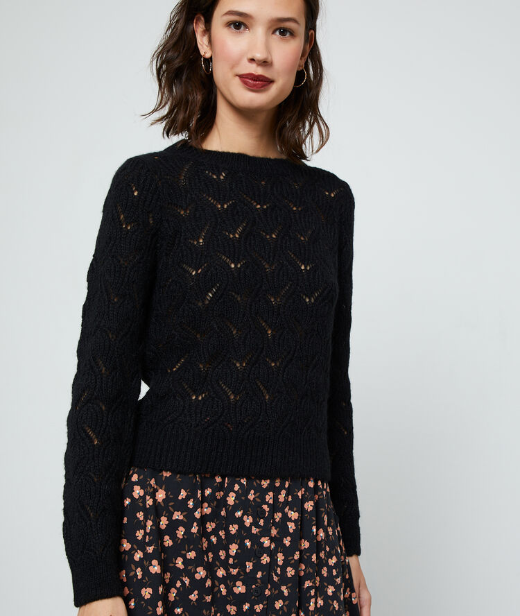 Pull italien en maille pointelle noir.