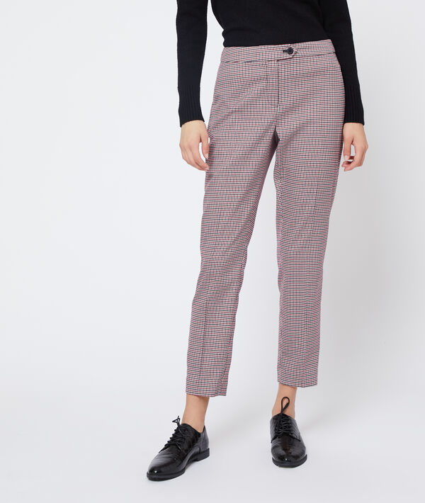 Pantalon droit à motifs pied de poule Pantalon droit à motifs pied de poule