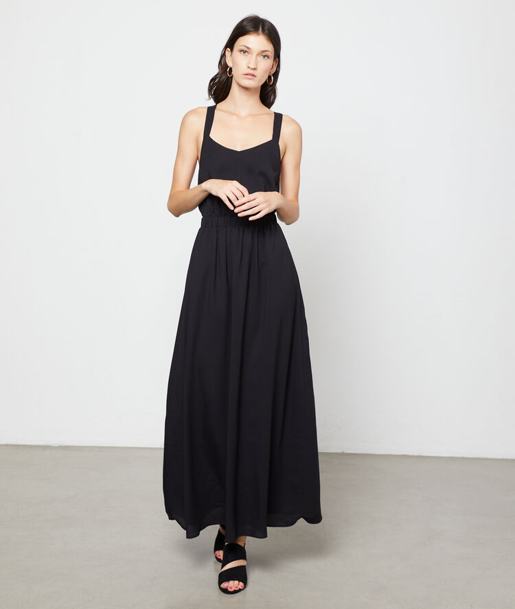 Robe dos croisé à nouer noir.