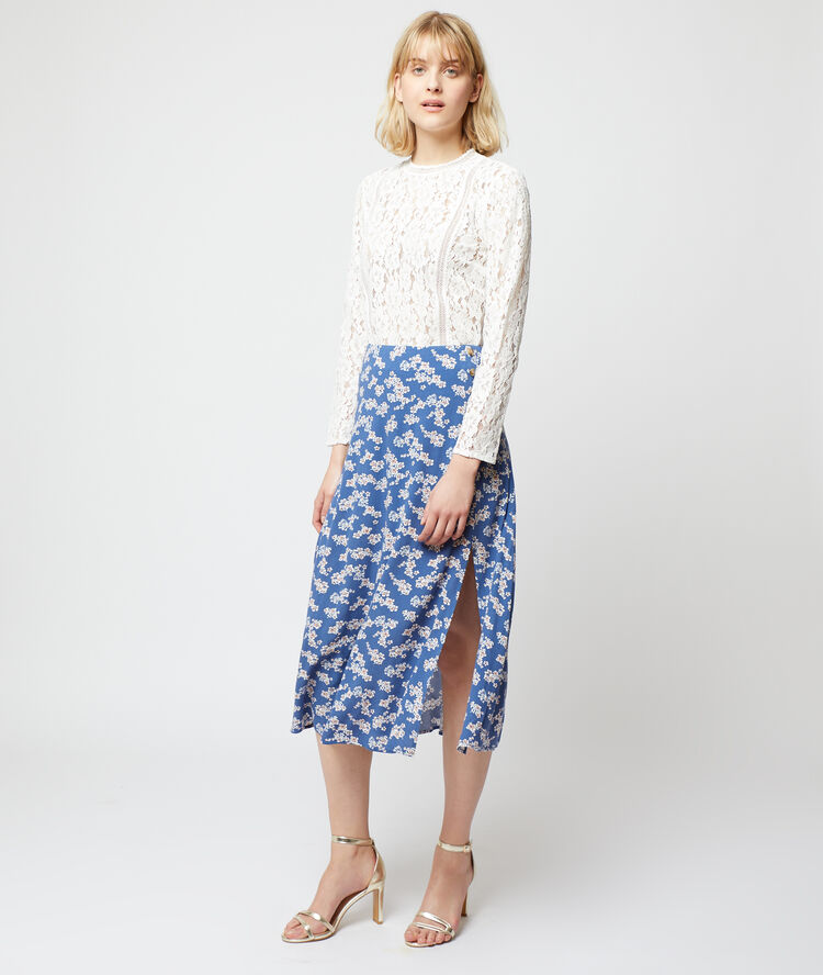 Jupe midi imprimé fleuri moonlight.