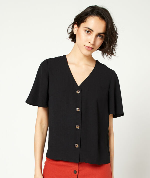 Blouse unie à boutons Blouse unie à boutons