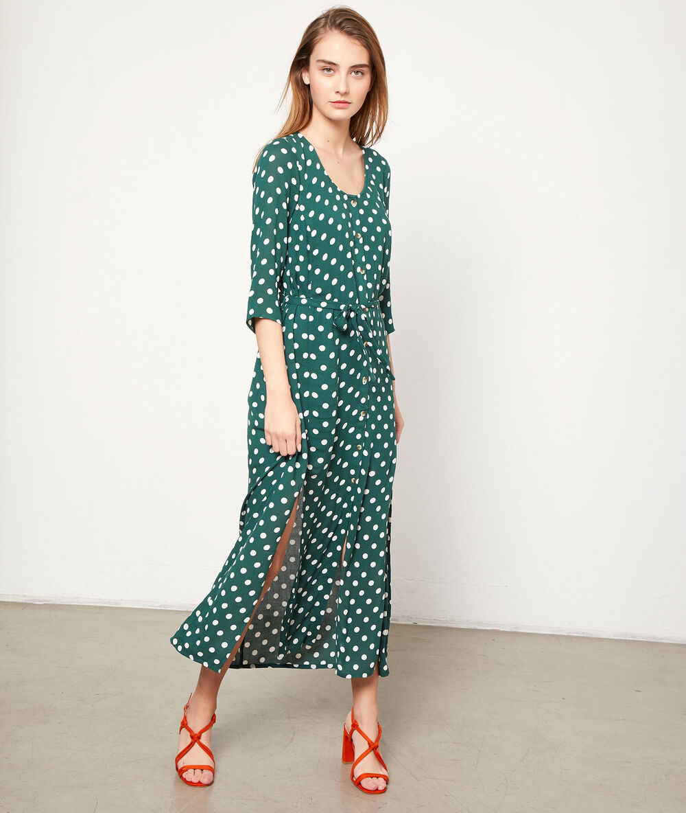 Robe longue fendue canard.