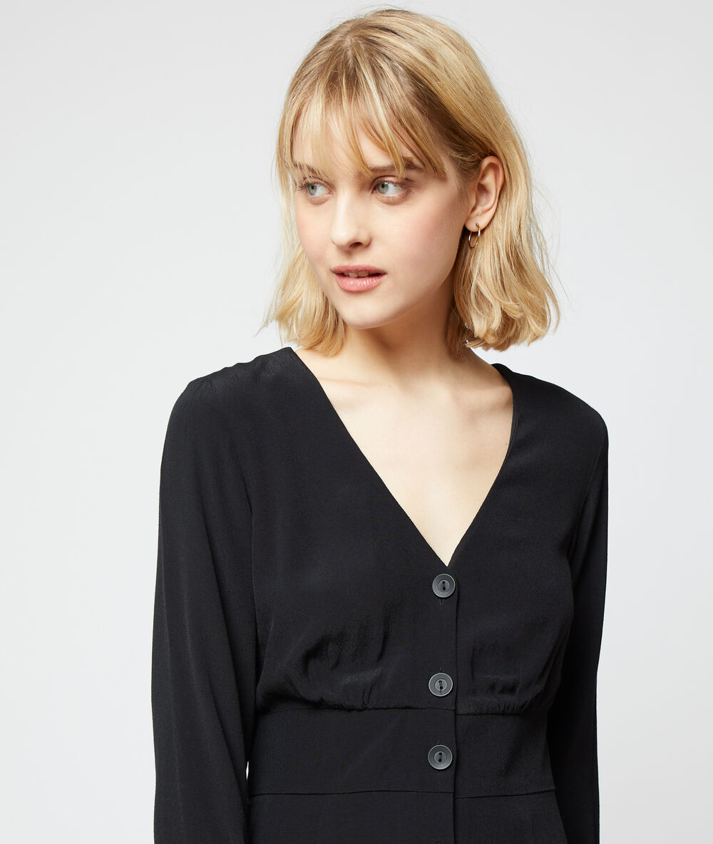 Robe fluide boutonnée noir.