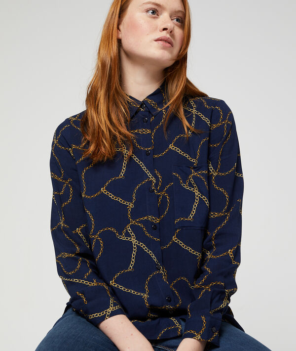 Chemise à imprimé chaines bleu.