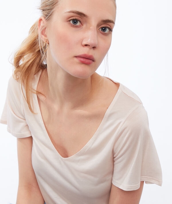 T-shirt col v en tencel® nude.
