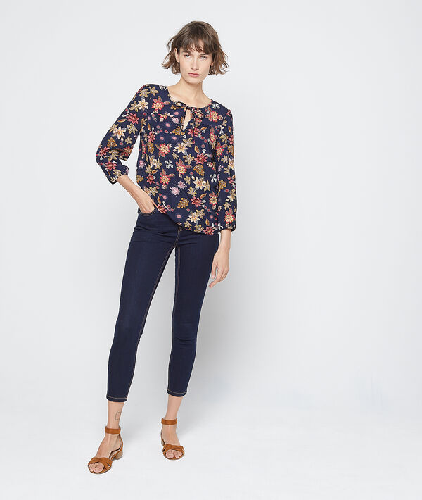 Blouse à imprimé floral marine.