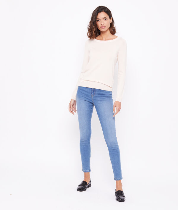 Pull col rond blush.