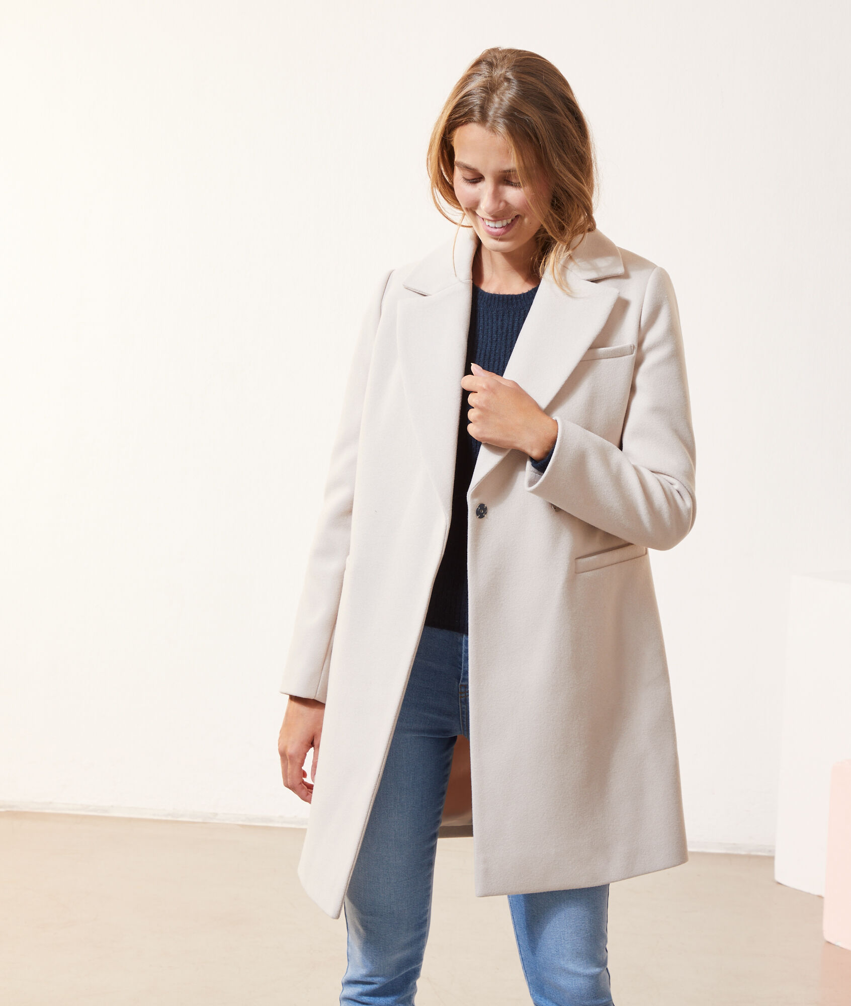 manteau laine retournée