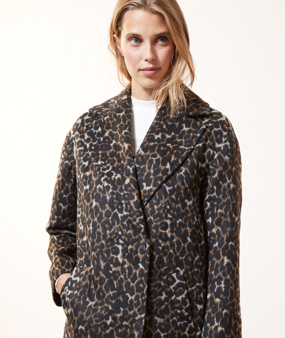 Manteau droit léopard noir.