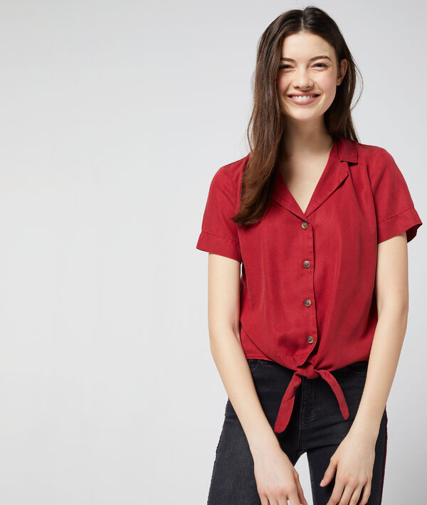 Chemisier à nouer en tencel® sienne.