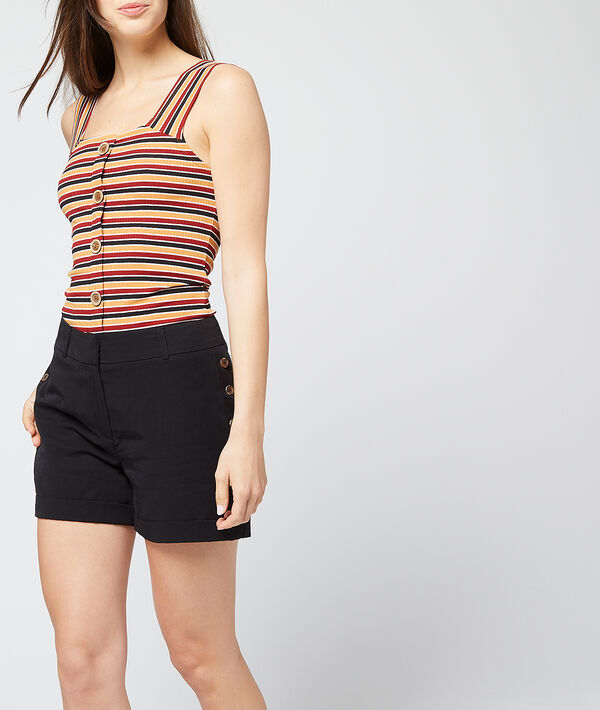 Short à boutons en tencel® noir.