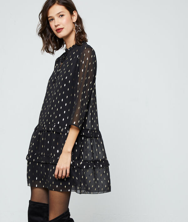 Robe doublée à motifs plumes Robe doublée à motifs plumes