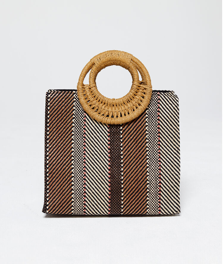Sac cabas tressé multicolore.