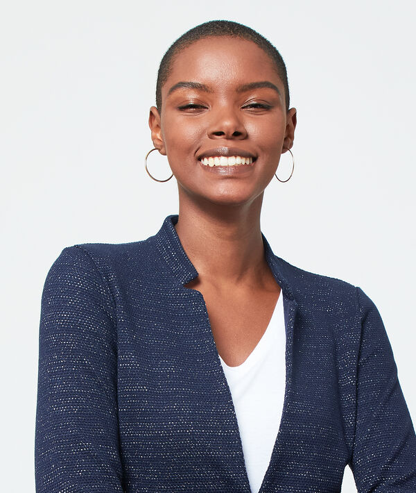Veste détails fils métallisés marine.