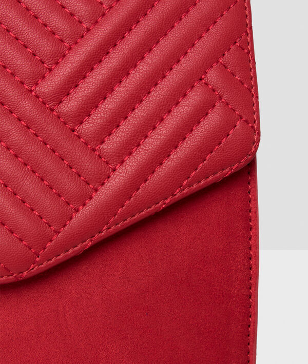 Sac besace effet cuir et daim rouge.