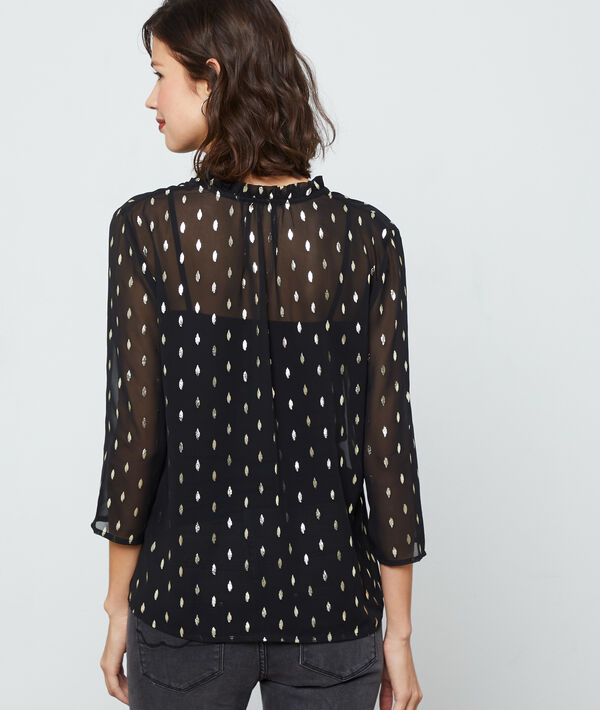 Blouse doublée à motifs plumes Blouse doublée à motifs plumes