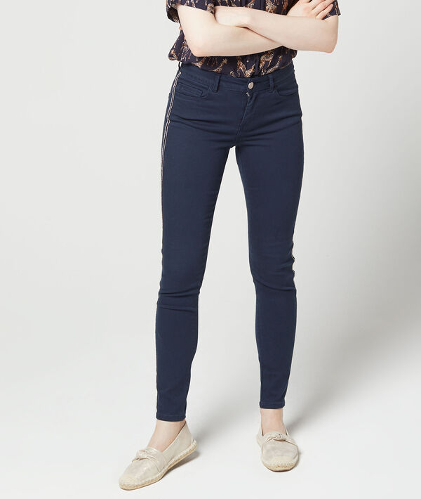 Pantalon skinny à bandes latérales marine.