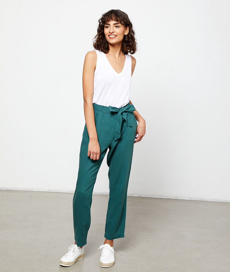 Pantalon carotte à nouer canard.