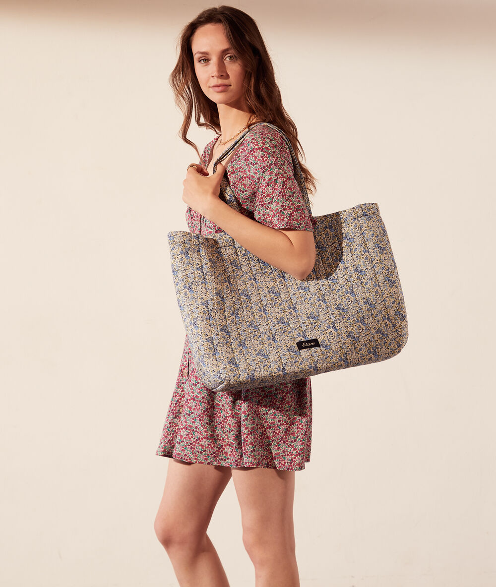 Tote bag made with liberty fabric bleu.