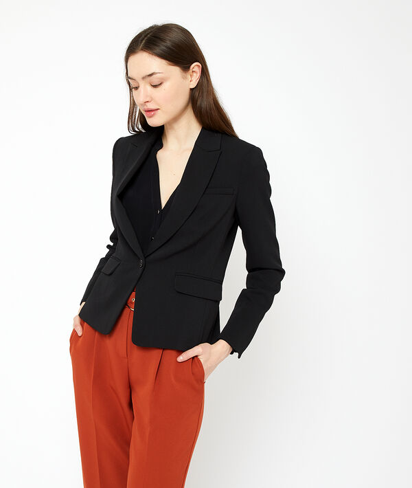 Veste de tailleur noir.