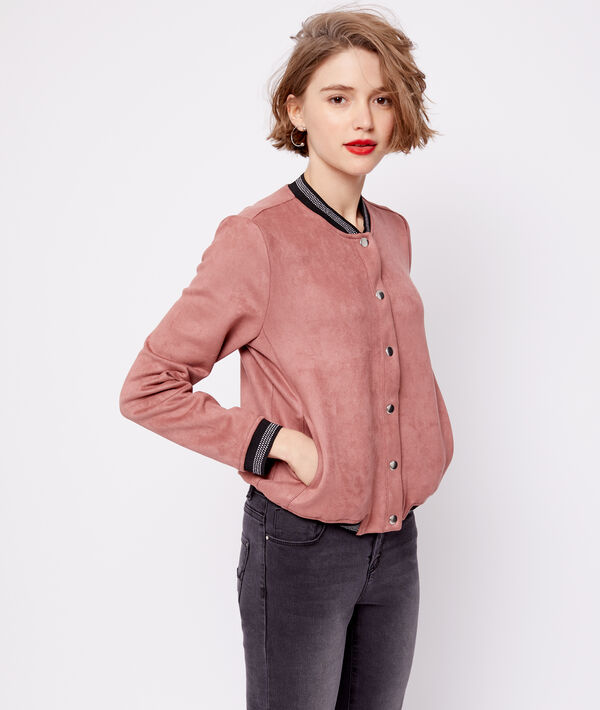 Blouson effet daim bois de rose.