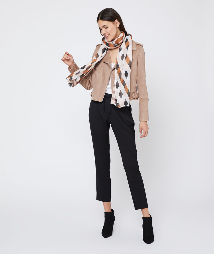 Veste de biker effet daim taupe.