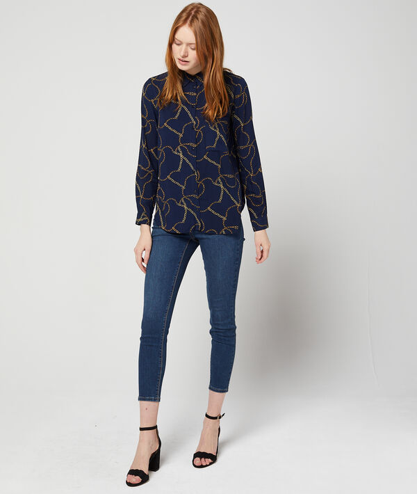 Chemise à imprimé chaines bleu.
