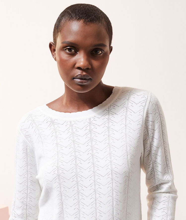 Pull dos décolleté ecru.
