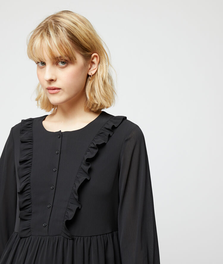 Robe fluide à volants noir.