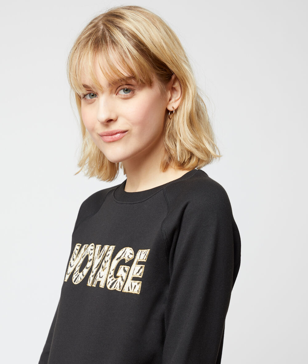 Sweat shirt "voyage" noir.